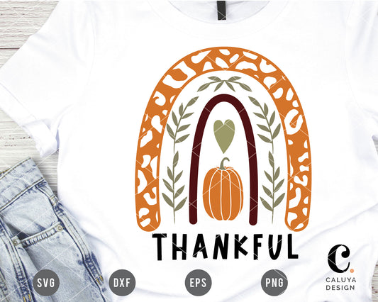Thankful Thanksgiving Boho Rainbow SVG