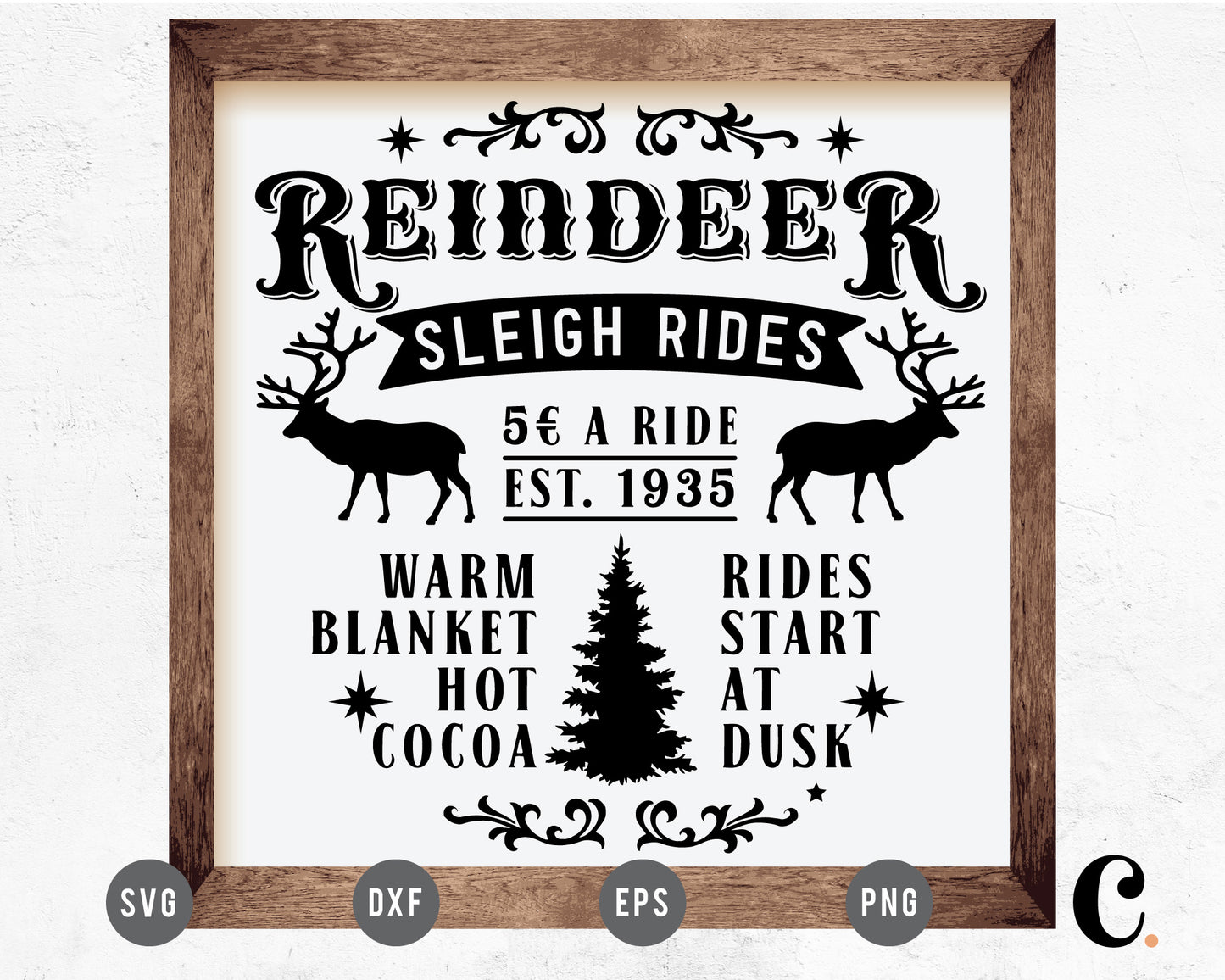 Reindeer Sleigh SVG