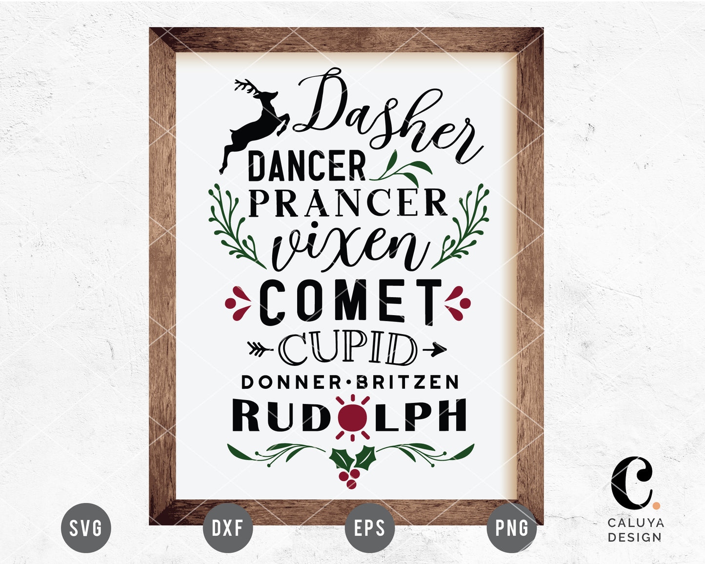 Reindeer Names Sign SVG