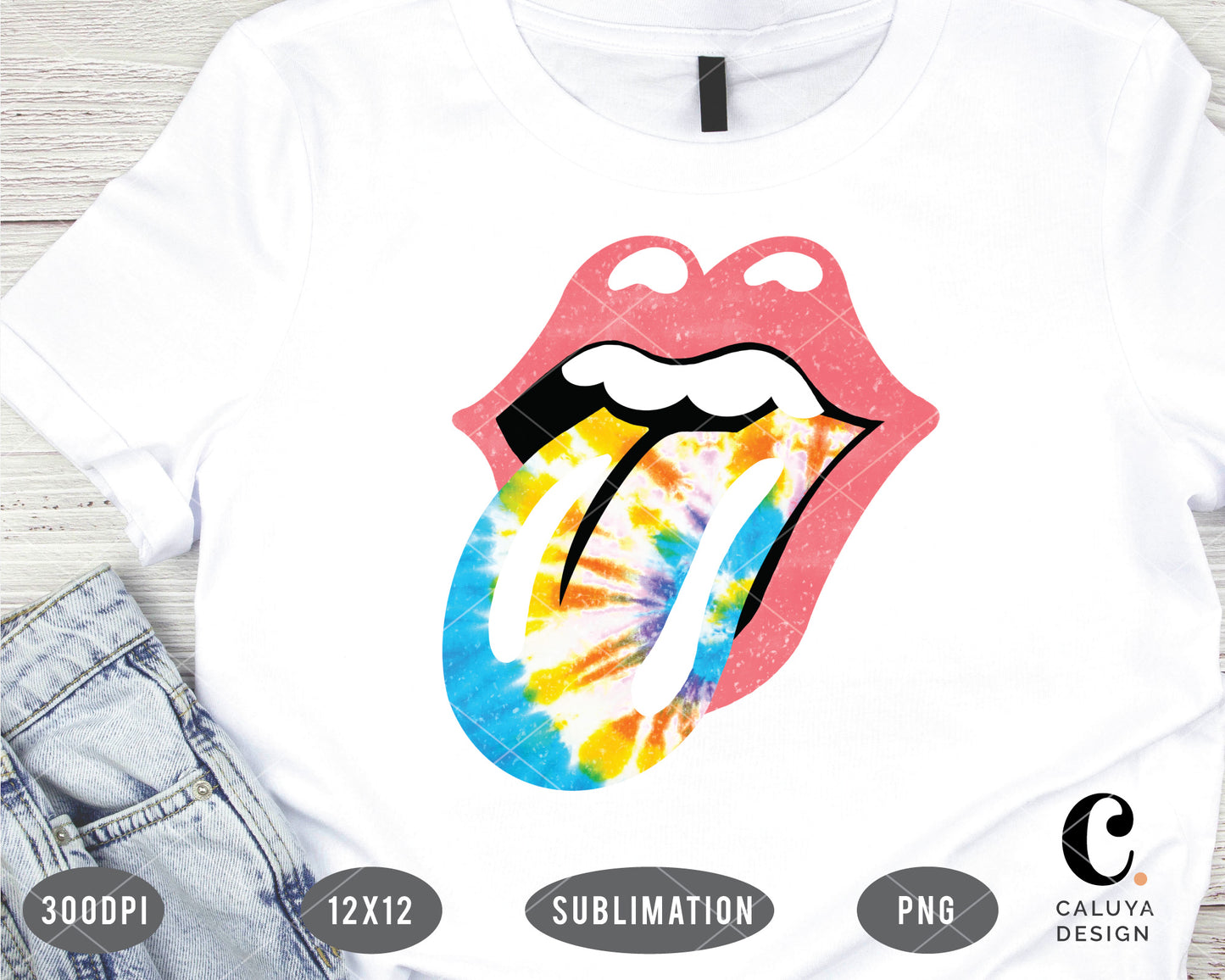 Tie-dye Vintage Lip PNG For Sublimation