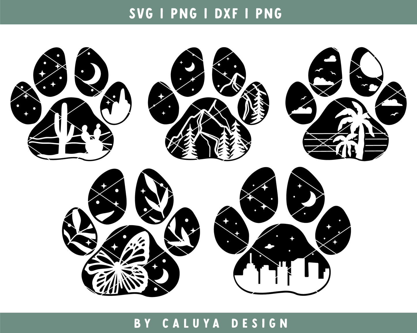 Dog Paw Print SVG Bundle | Dog Mom SVG