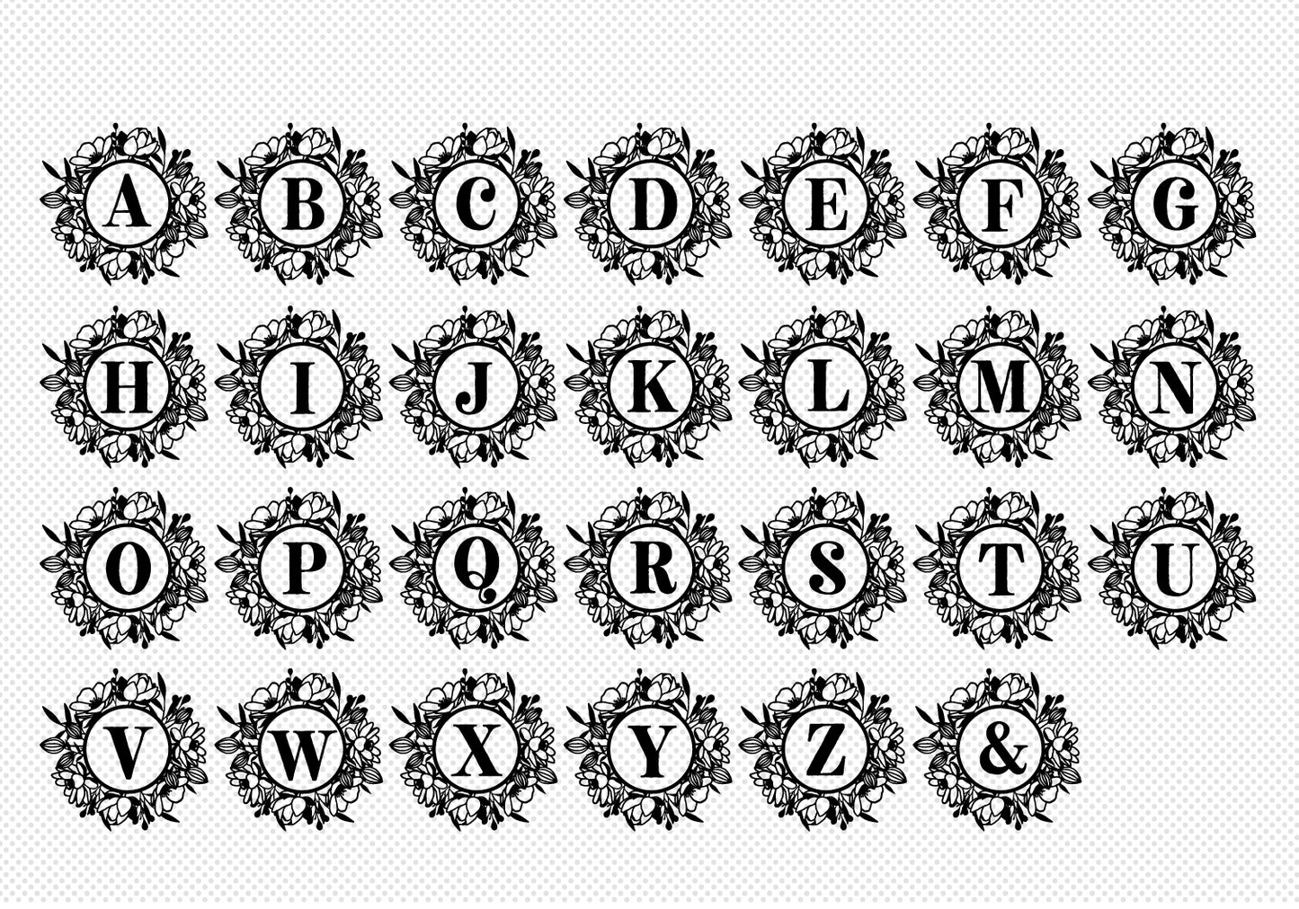 Floral Monogram SVG Bundle | 27 Pack