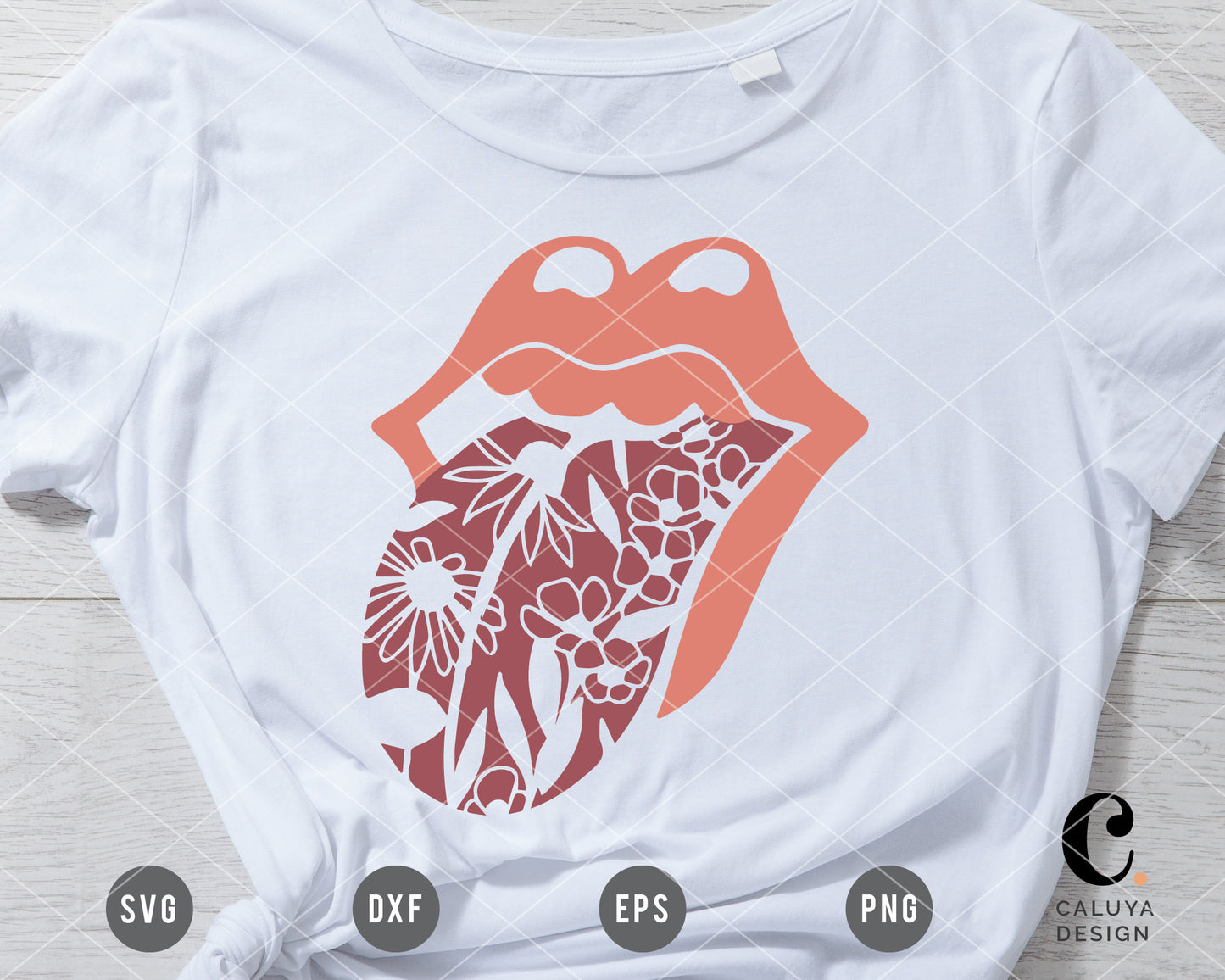 Rolling Stones Floral Lip SVG