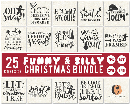 Funny Christmas Quote SVG Bundle | 25 Pack