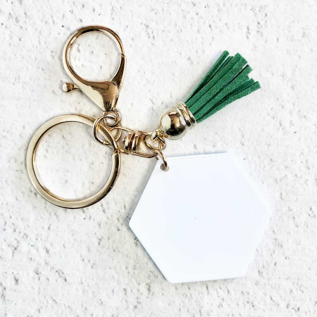 Hexagon Sublimation Keychain Gold