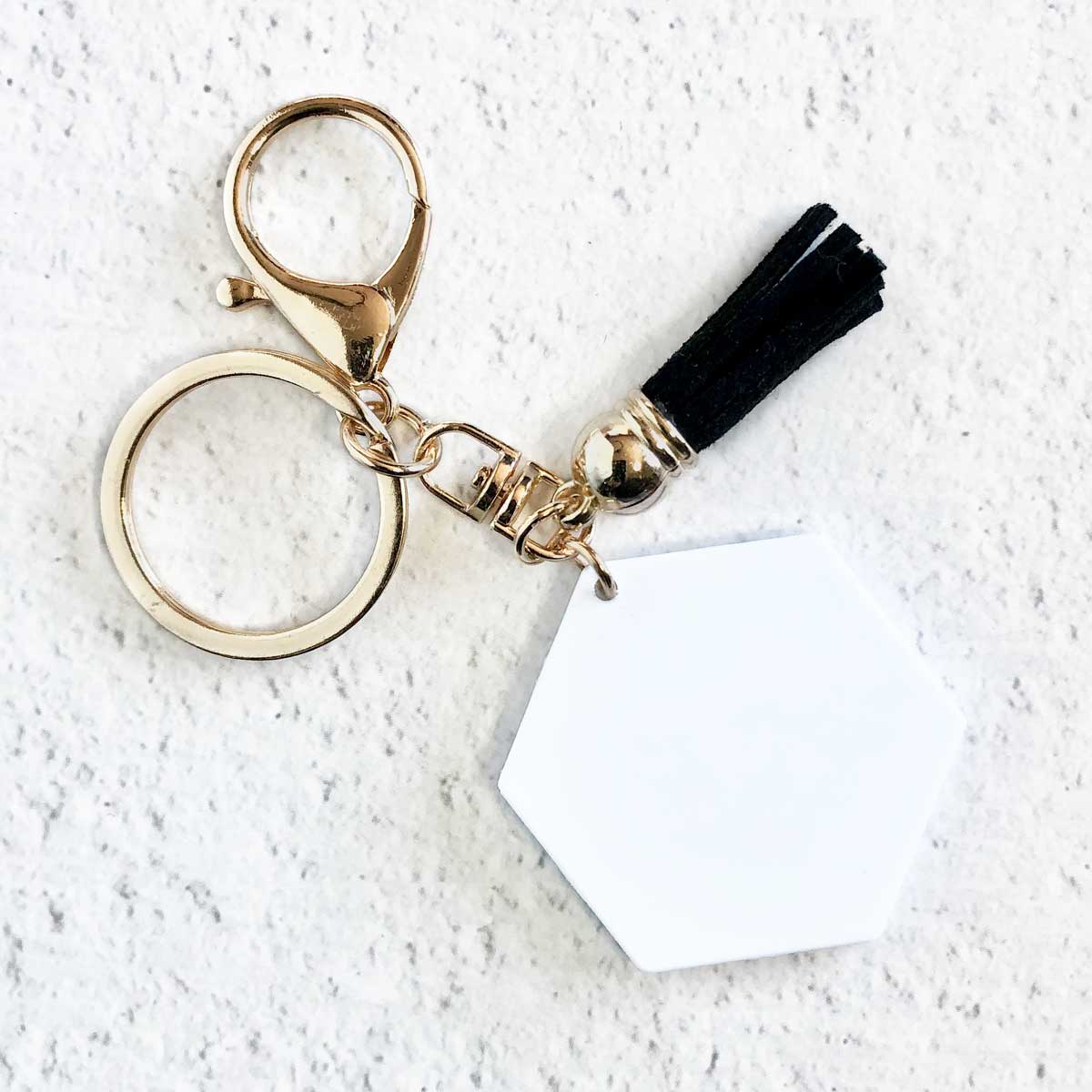 Hexagon Sublimation Keychain Gold