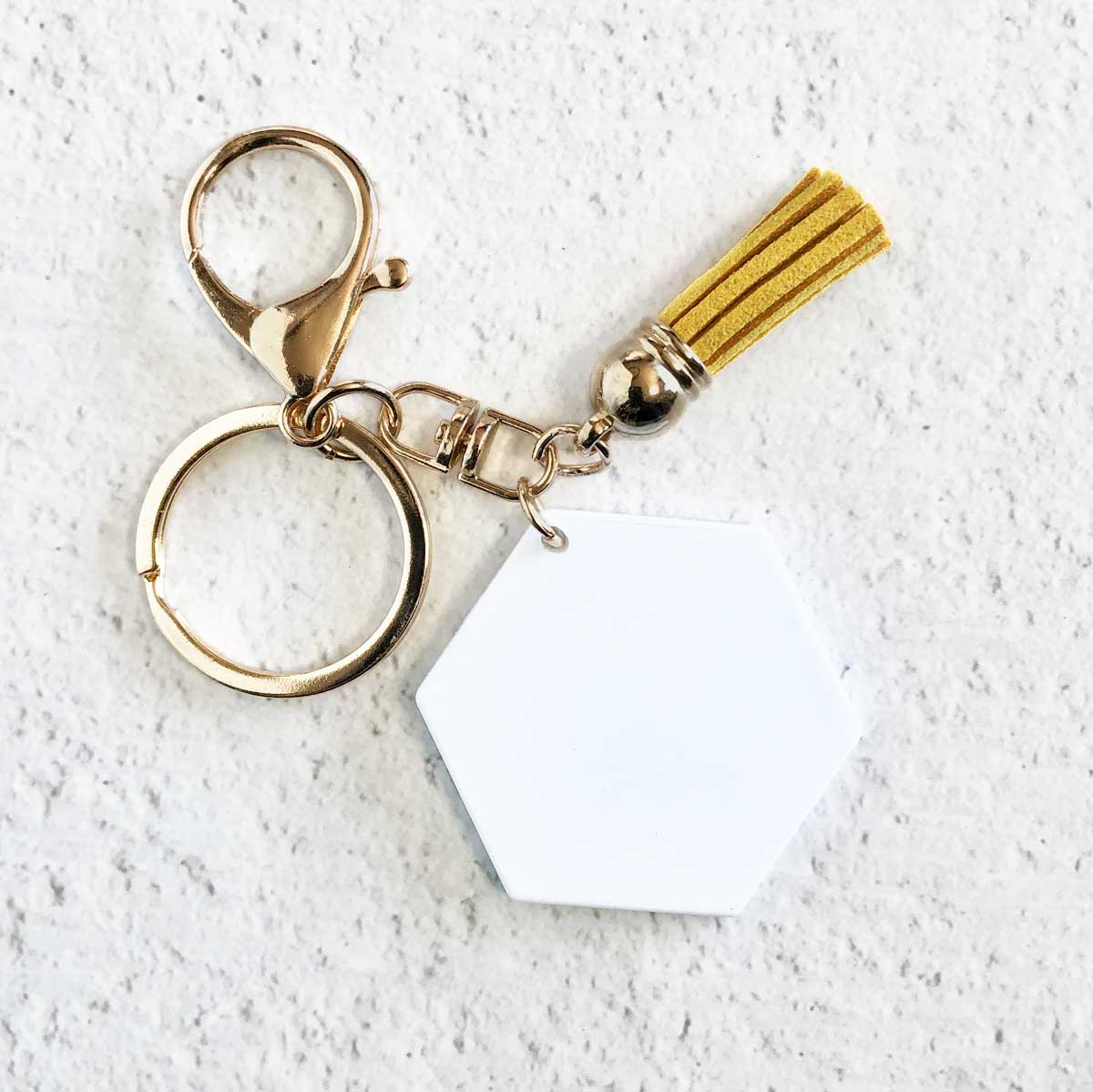 Hexagon Sublimation Keychain Gold