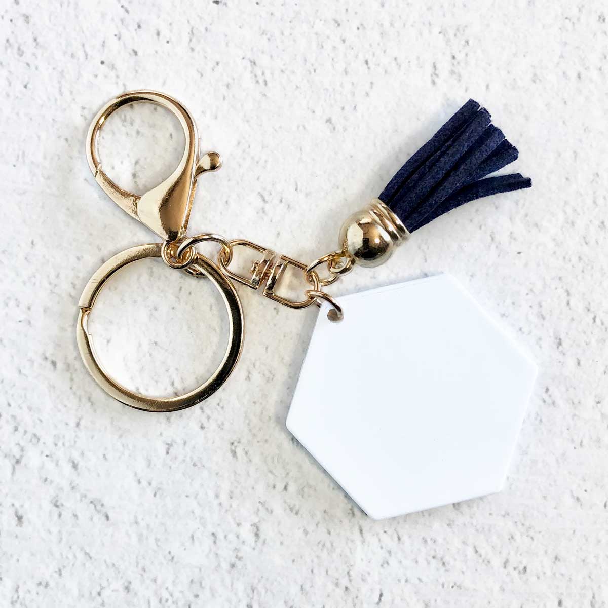 Hexagon Sublimation Keychain Gold