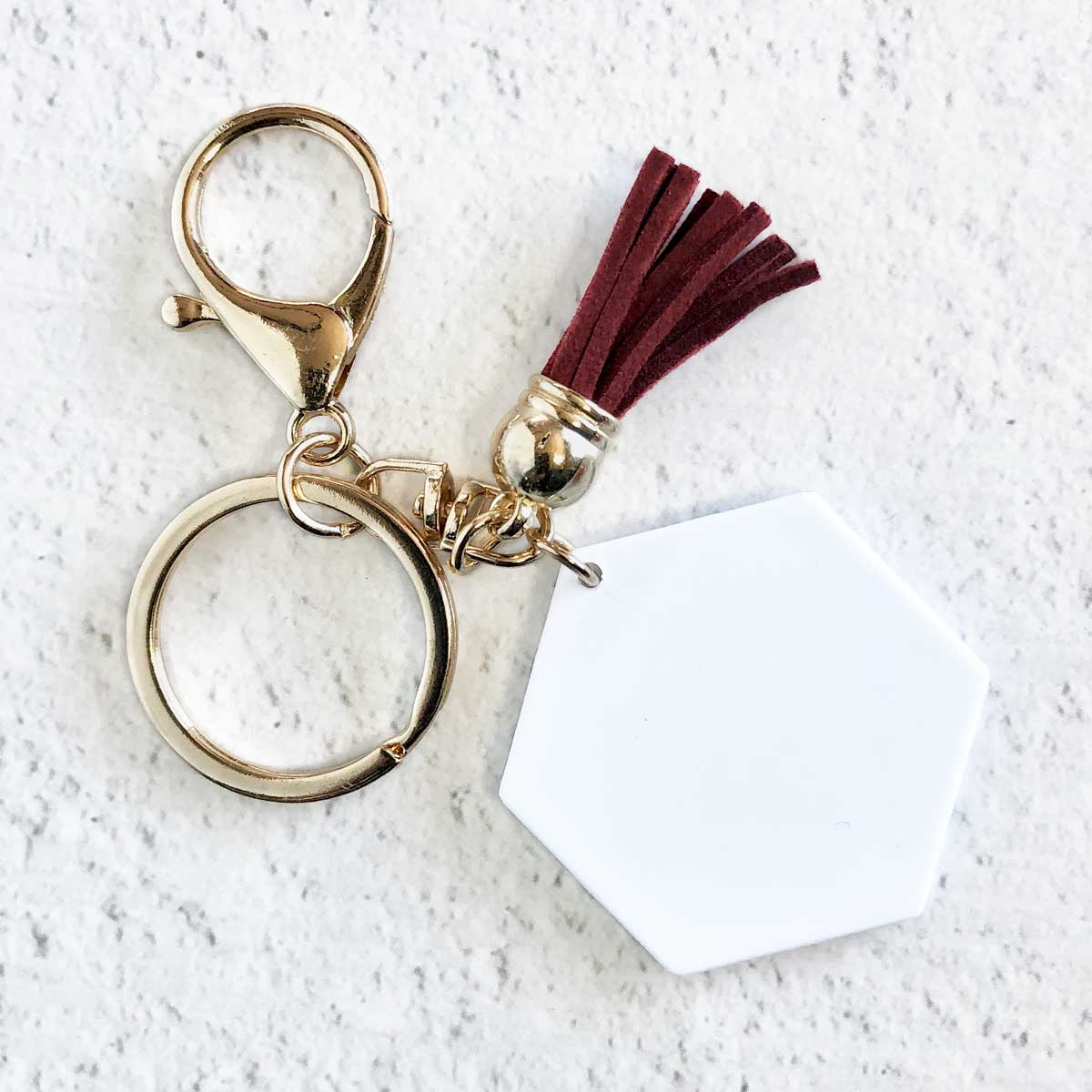 Hexagon Sublimation Keychain Gold