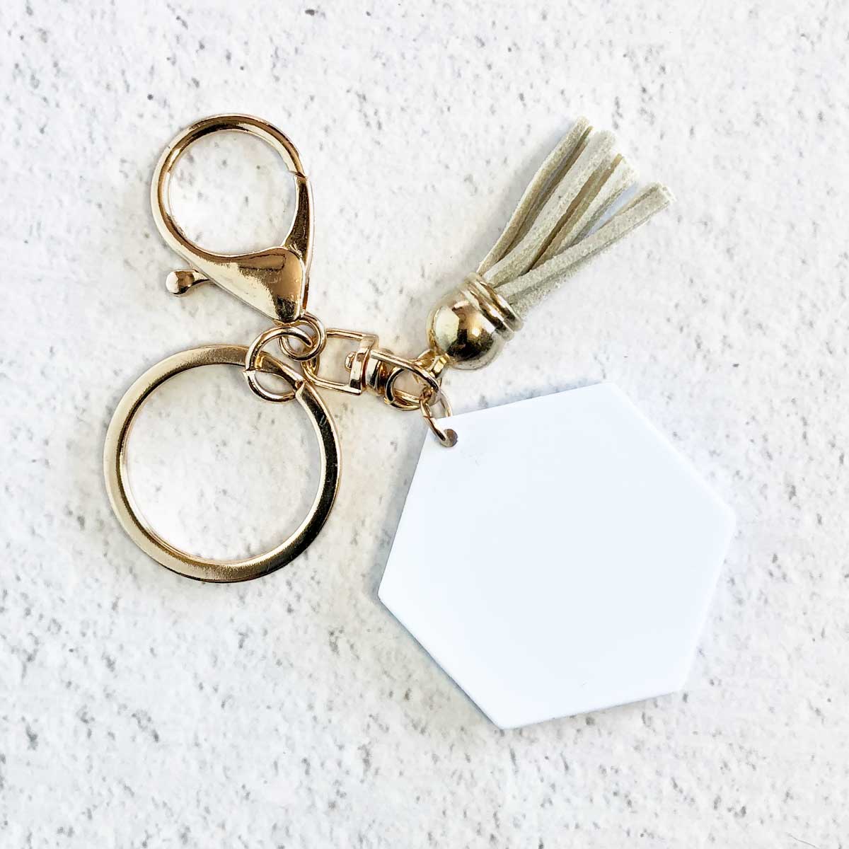 Hexagon Sublimation Keychain Gold