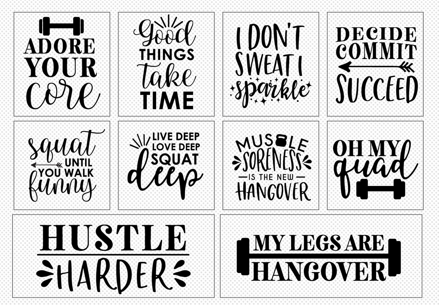 Gym Workout Quote SVG Bundle | 20 Pack