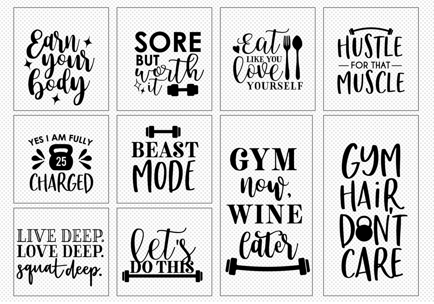 Gym Workout Quote SVG Bundle | 20 Pack