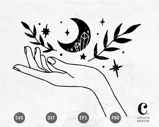 Hand Holding Moon SVG