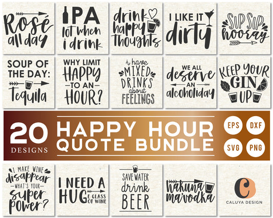 Happy Hour Quote SVG Bundle | 20 Pack