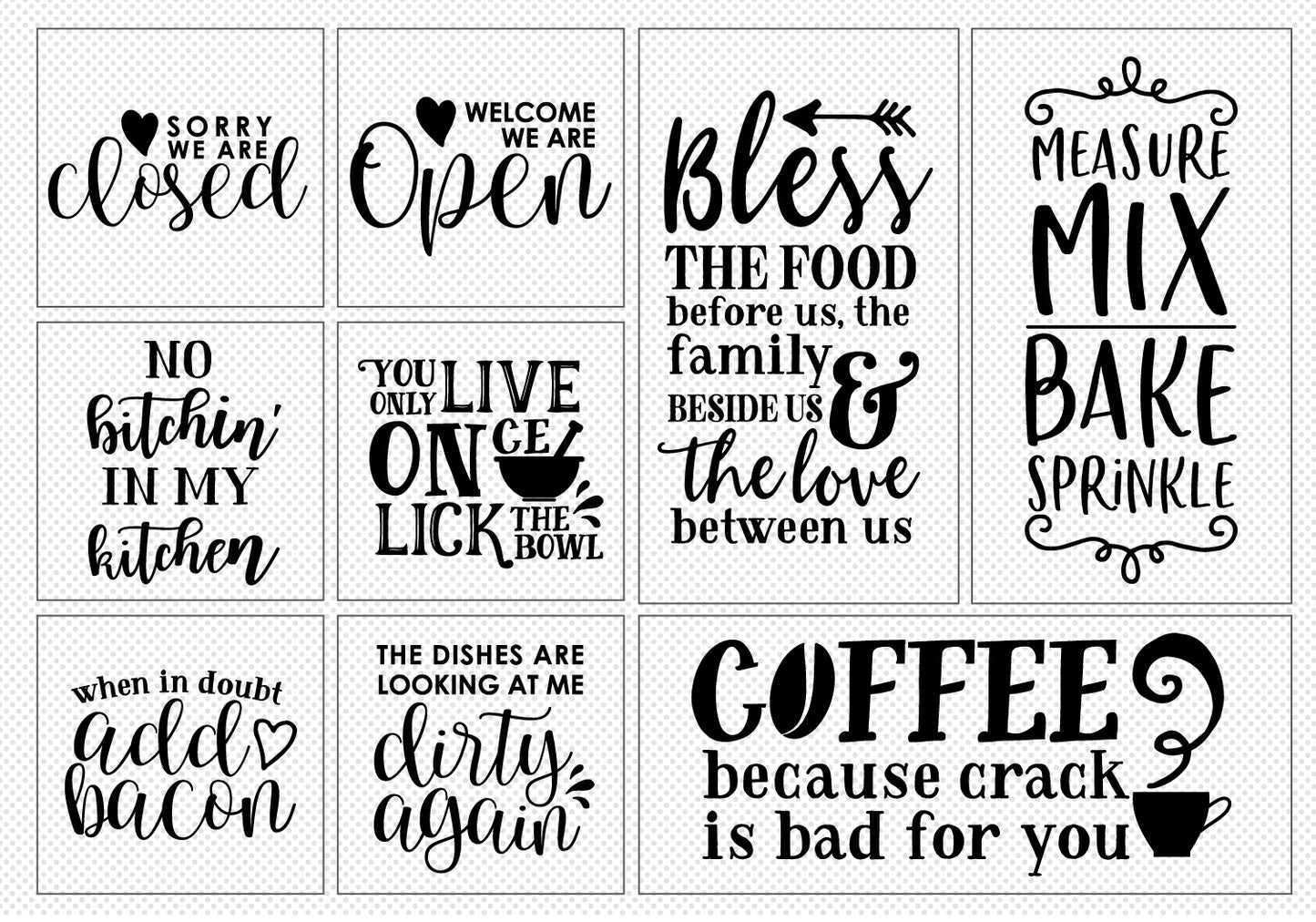 Kitchen Sign Making SVG Bundle | 25 Pack