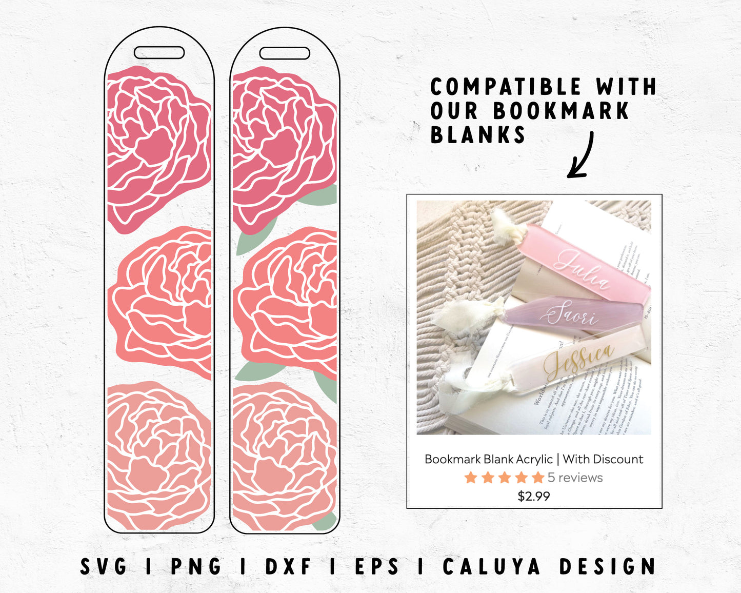 Bookmark SVG | Peony Flower SVG