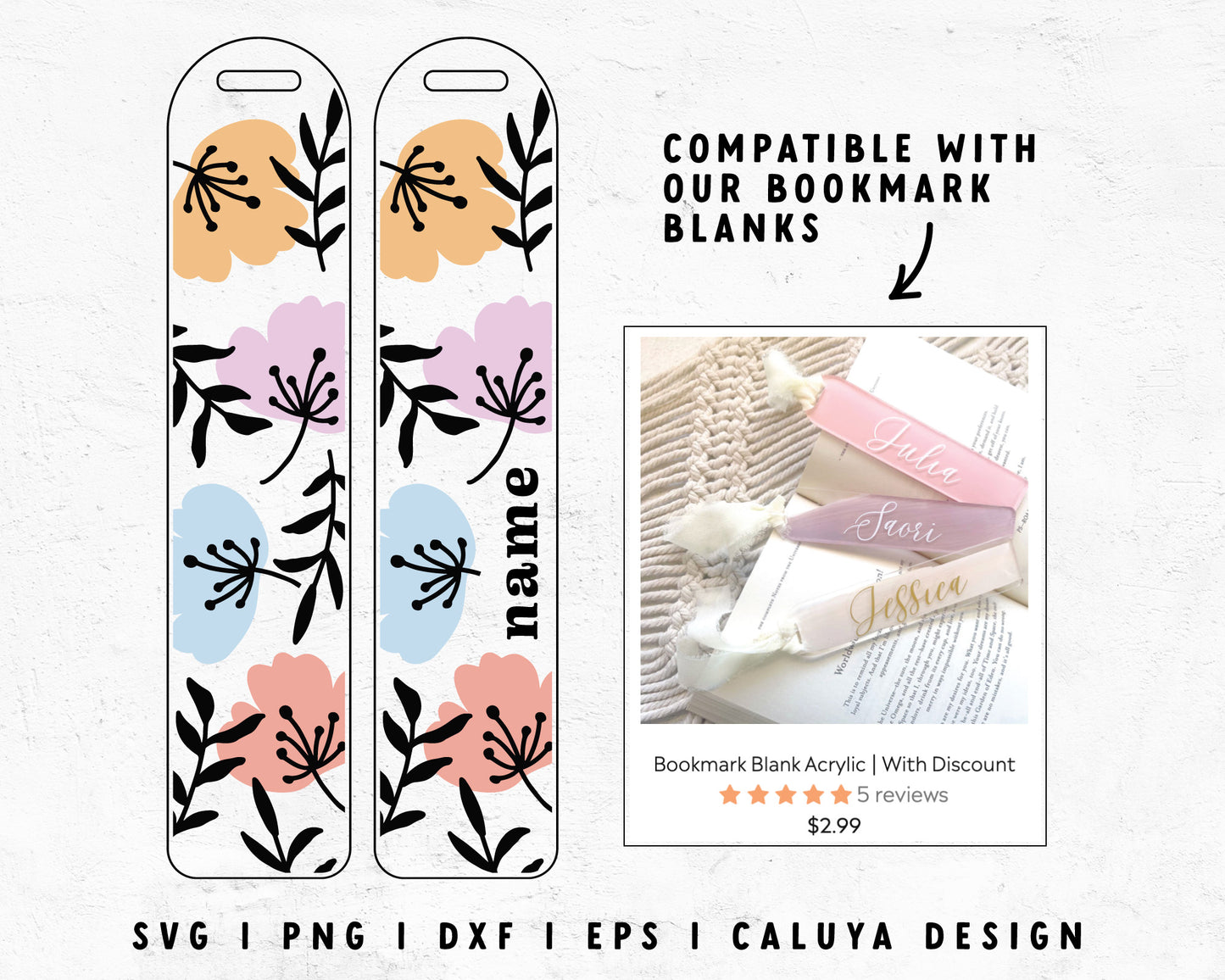 Bookmark Template SVG | Boho Flower SVG