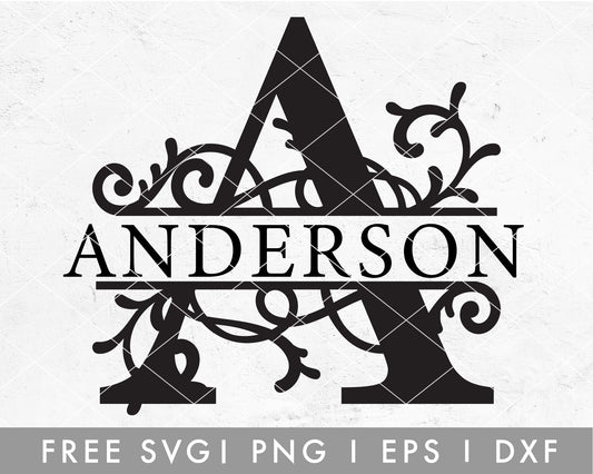 FREE Vine Split Monogram SVG Cut File for Cricut, Cameo Silhouette