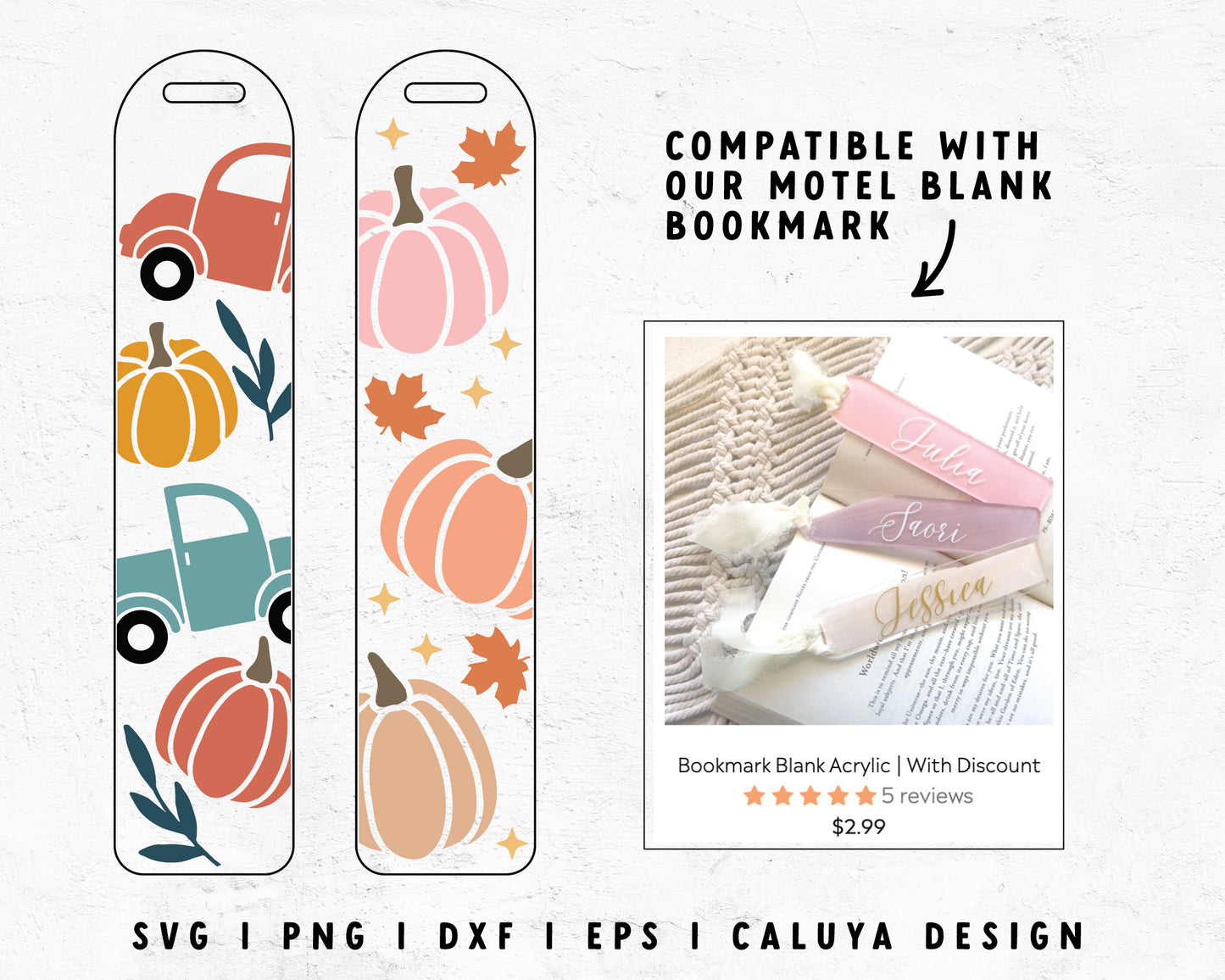 Fall Bookmark SVG | Fall Pumpkin SVG | Vintage Truck SVG