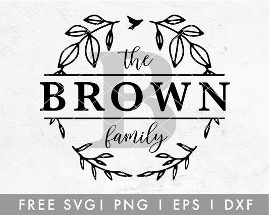 FREE Farmhouse Family Monogram Wreath SVG For Cricut, Cameo Silhouette | Family Sign Making Cut File