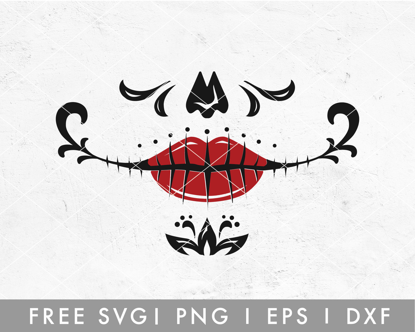 FREE Sugar Skull Mouth SVG Cut File for Cricut, Cameo Silhouette | Halloween Mask Making SVG Cut File