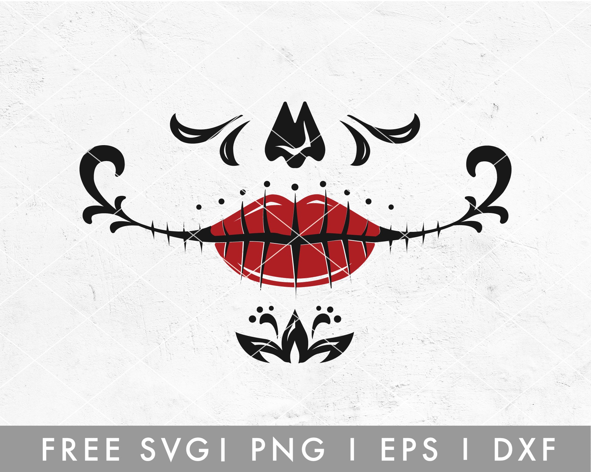 FREE Sugar Skull Mouth SVG Cut File for Cricut, Cameo Silhouette | Halloween Mask Making SVG Cut File