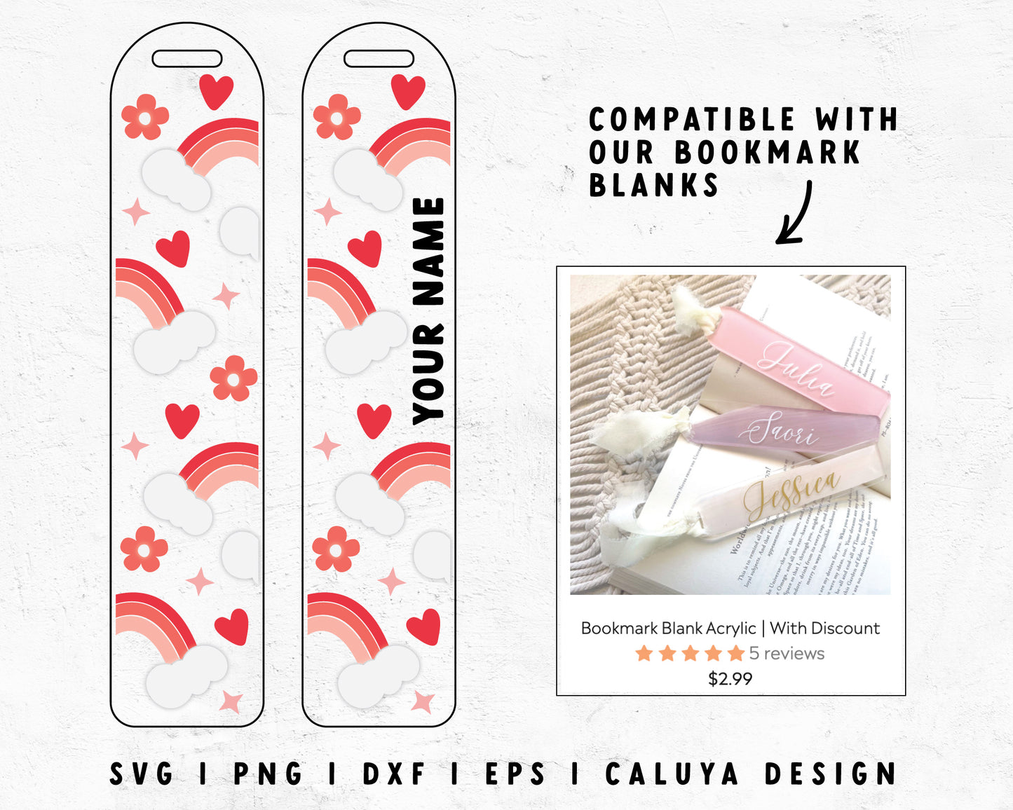 FREE Rainbow Bookmark Template SVG | Heart Rainbow SVG Cut File for Cricut, Cameo Silhouette | Free SVG Cut File