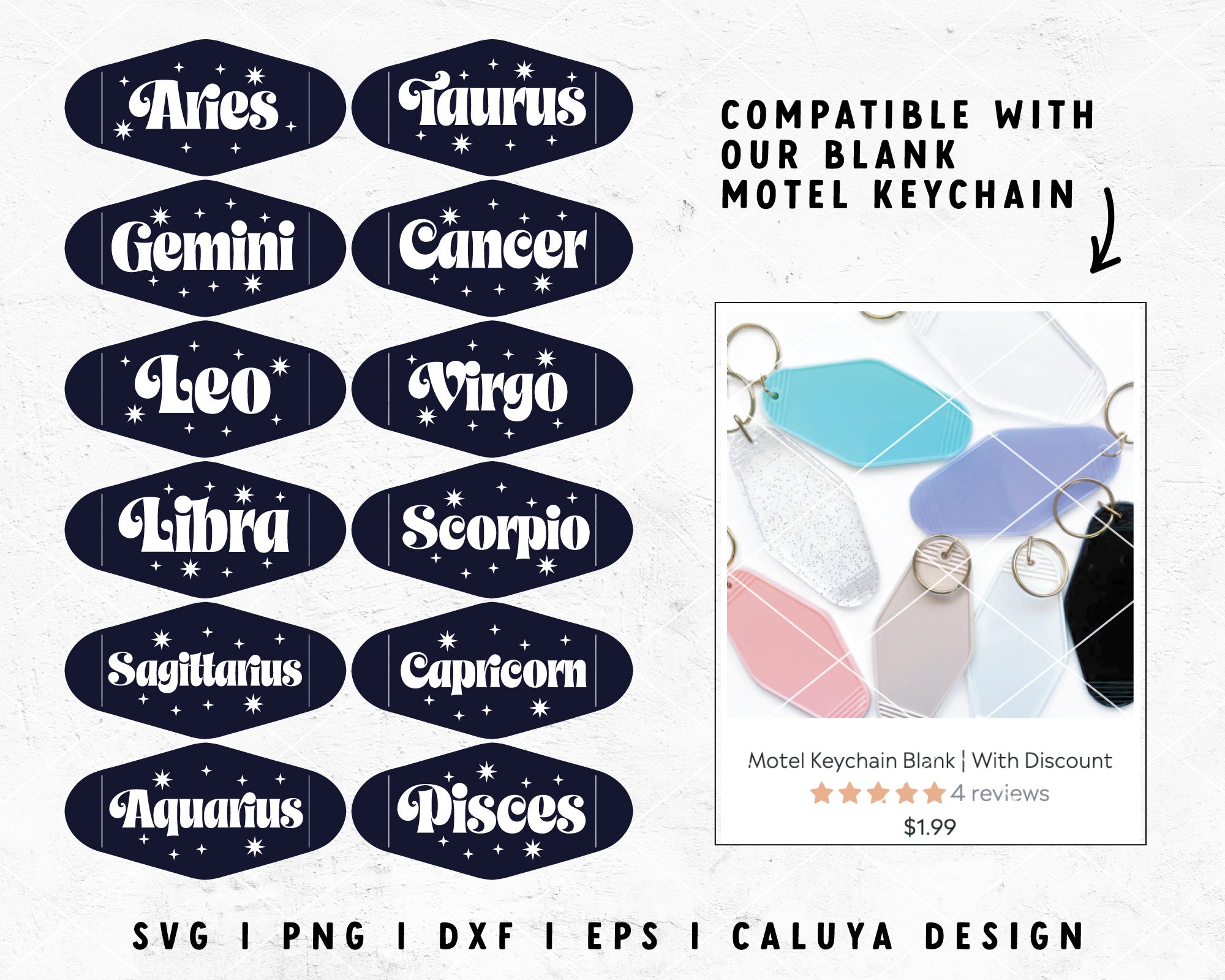 Free Motel Keychain Template SVG Zodiac SVG Caluya Design