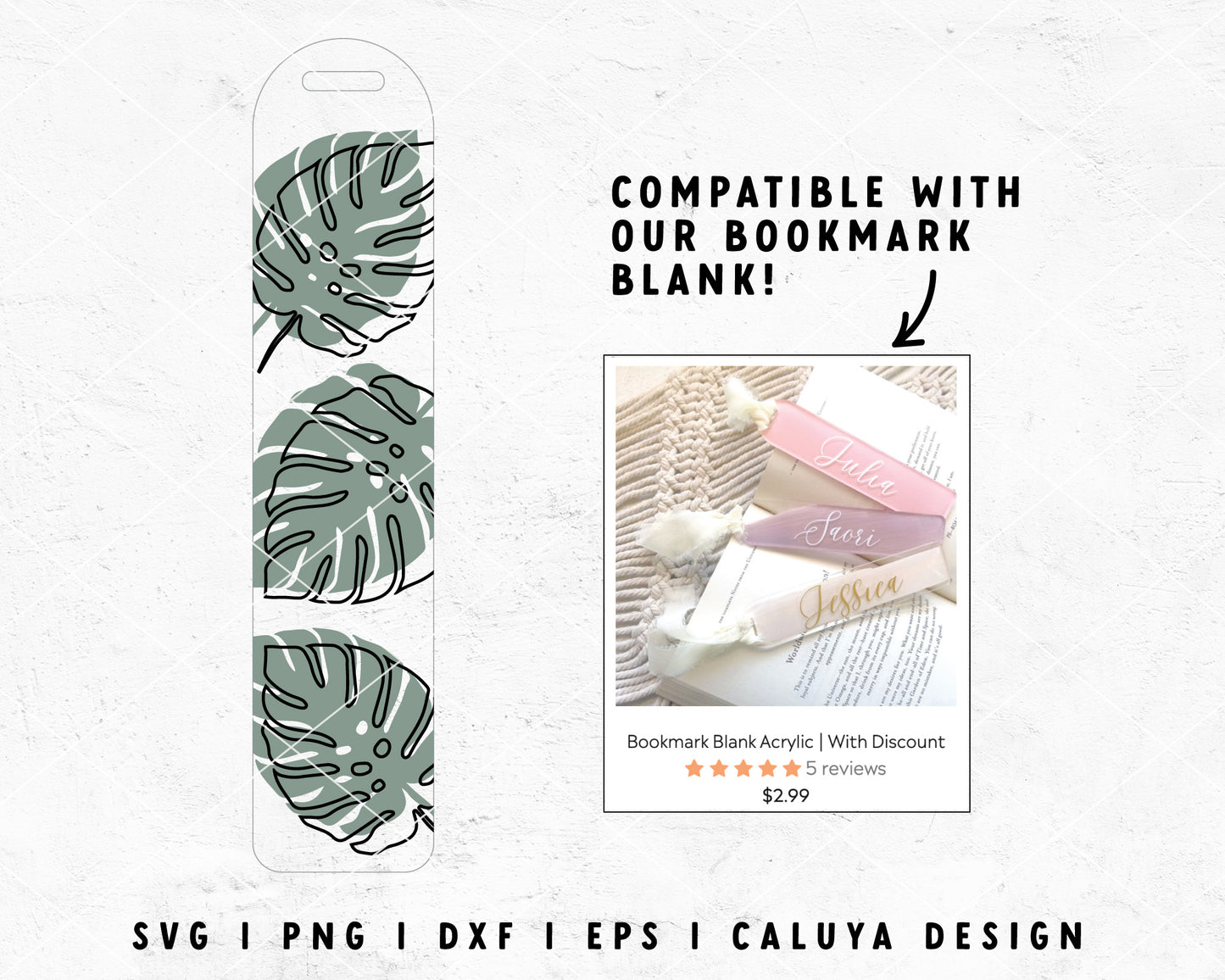FREE Bookmark Template SVG | Monstera SVG