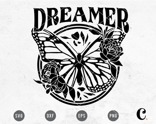 Dreamer Floral Butterfly SVG
