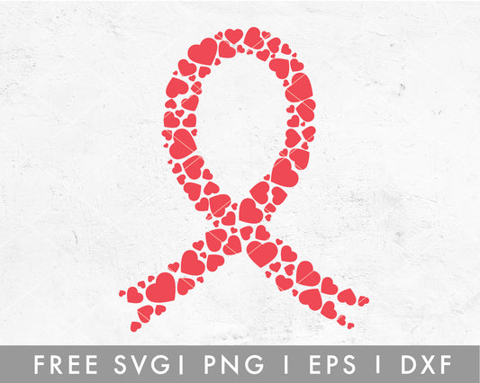 Heart Ribbon SVG Cut File for Cricut, Cameo Silhouette | Free SVG Valentine's Day, Breast Cancer Awareness