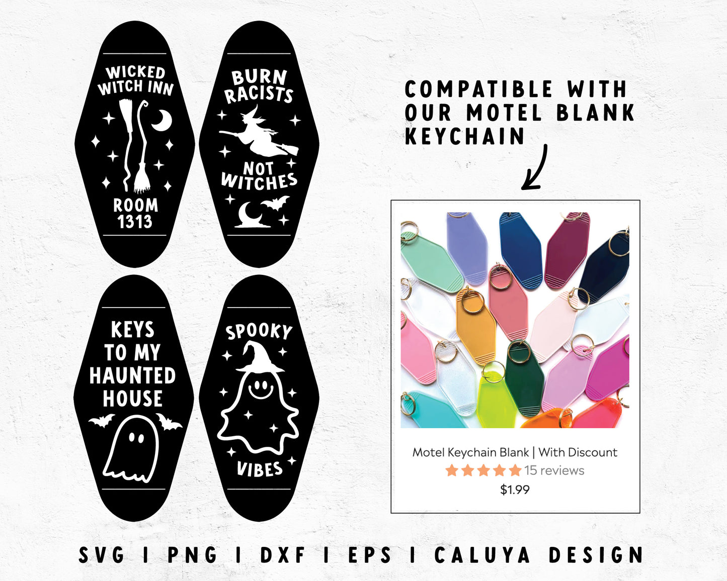 FREE Halloween Motel Keychain SVG | Witches Motel Keychain Template SVG