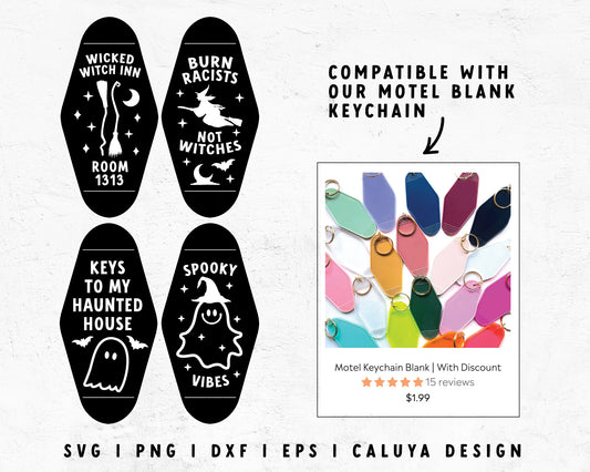 FREE Halloween Motel Keychain SVG | Witches Motel Keychain Template SVG
