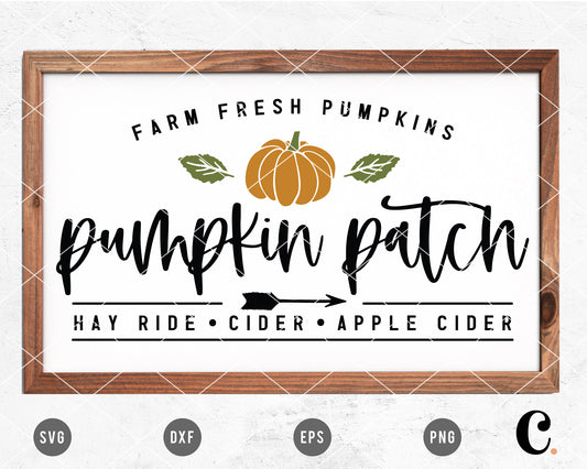 FREE Farmhouse Pumpkin Patch Sign SVG Cut File for Cricut, Cameo Silhouette