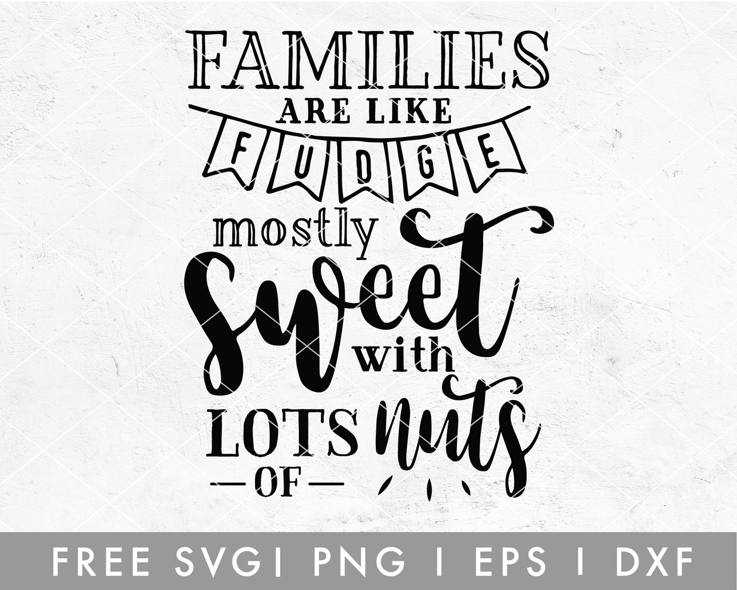 FREE Families Are Like Fudge SVG Cut File for Cricut, Cameo Silhouette | Funny Family Quote SVG Cut File