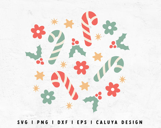 FREE Candy Cane Digital Pattern SVG | Pastel Christmas SVG Cut File for Cricut, Cameo Silhouette | Free SVG Cut File