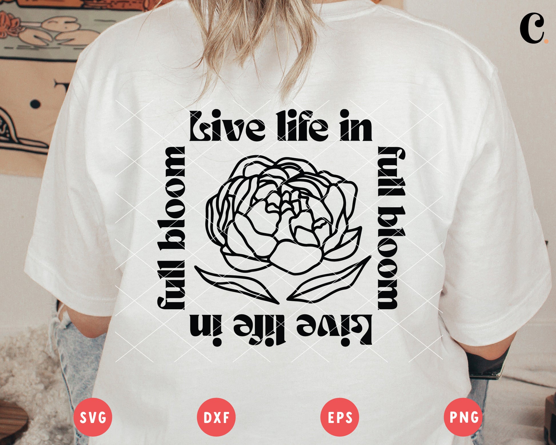 Boho Flower SVG | Live Life In Full Bloom SVG Cut File for Cricut, Cameo Silhouette