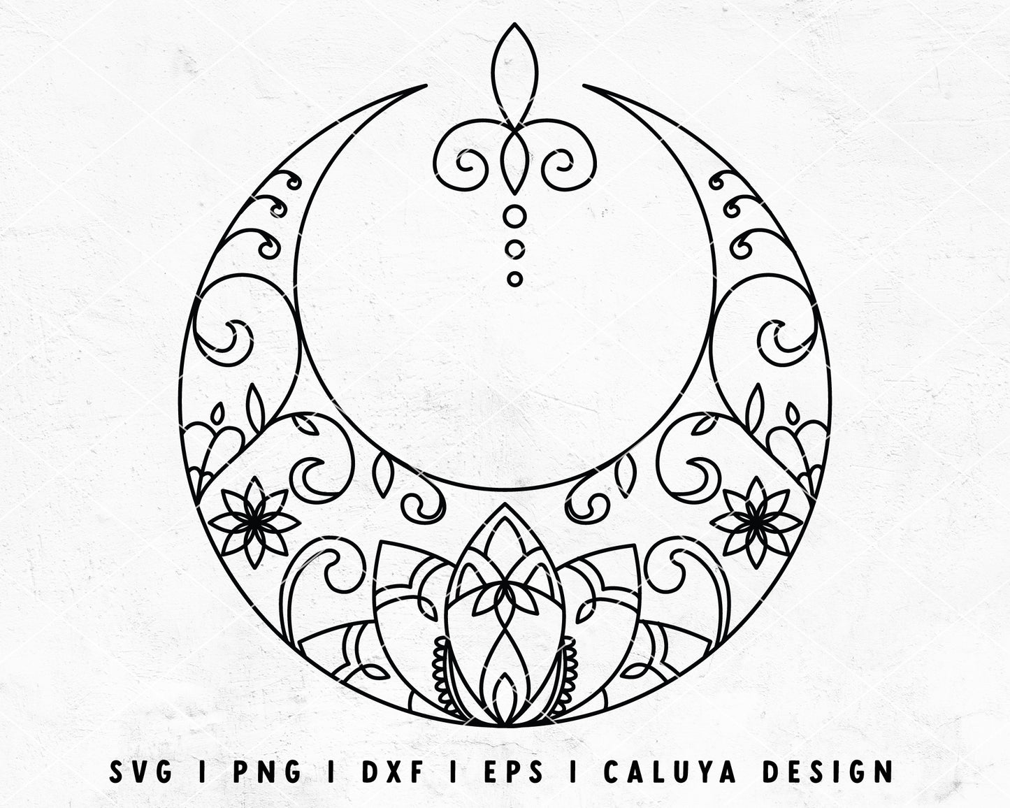 FREE Moon SVG | Floral SVG | Zentangle SVG Cut File for Cricut, Cameo Silhouette | Free SVG Cut File