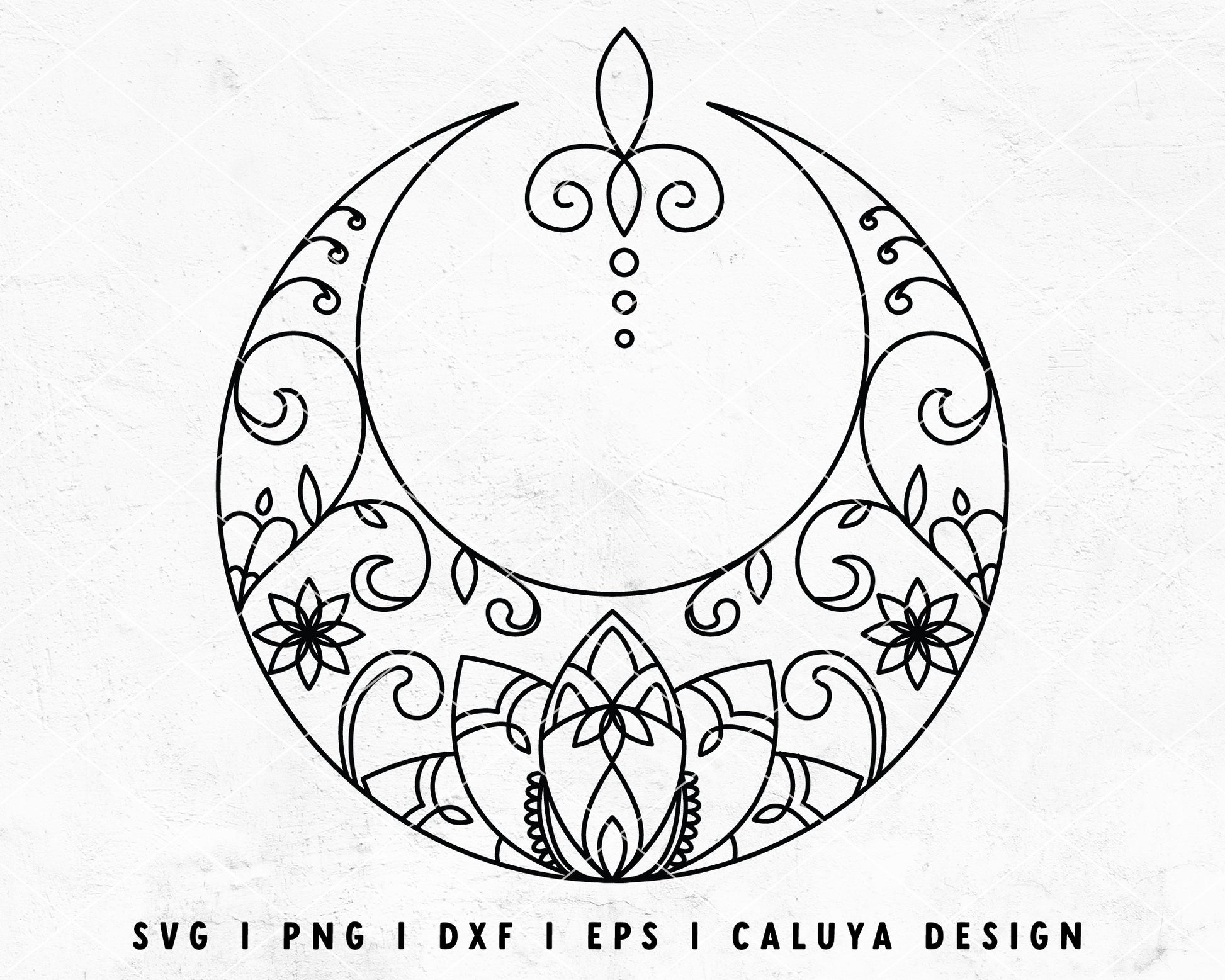 FREE Moon SVG | Floral SVG | Zentangle SVG Cut File for Cricut, Cameo Silhouette | Free SVG Cut File