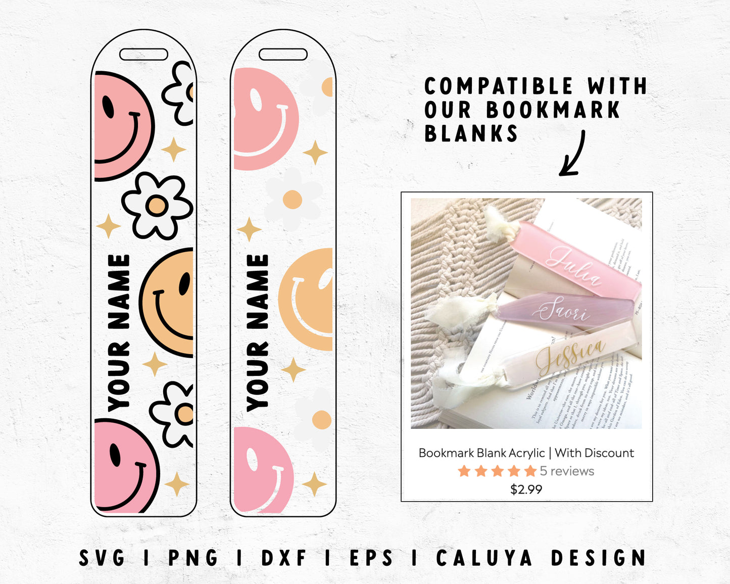 Smiley Fece Bookmark SVG | Kids Bookmark SVG