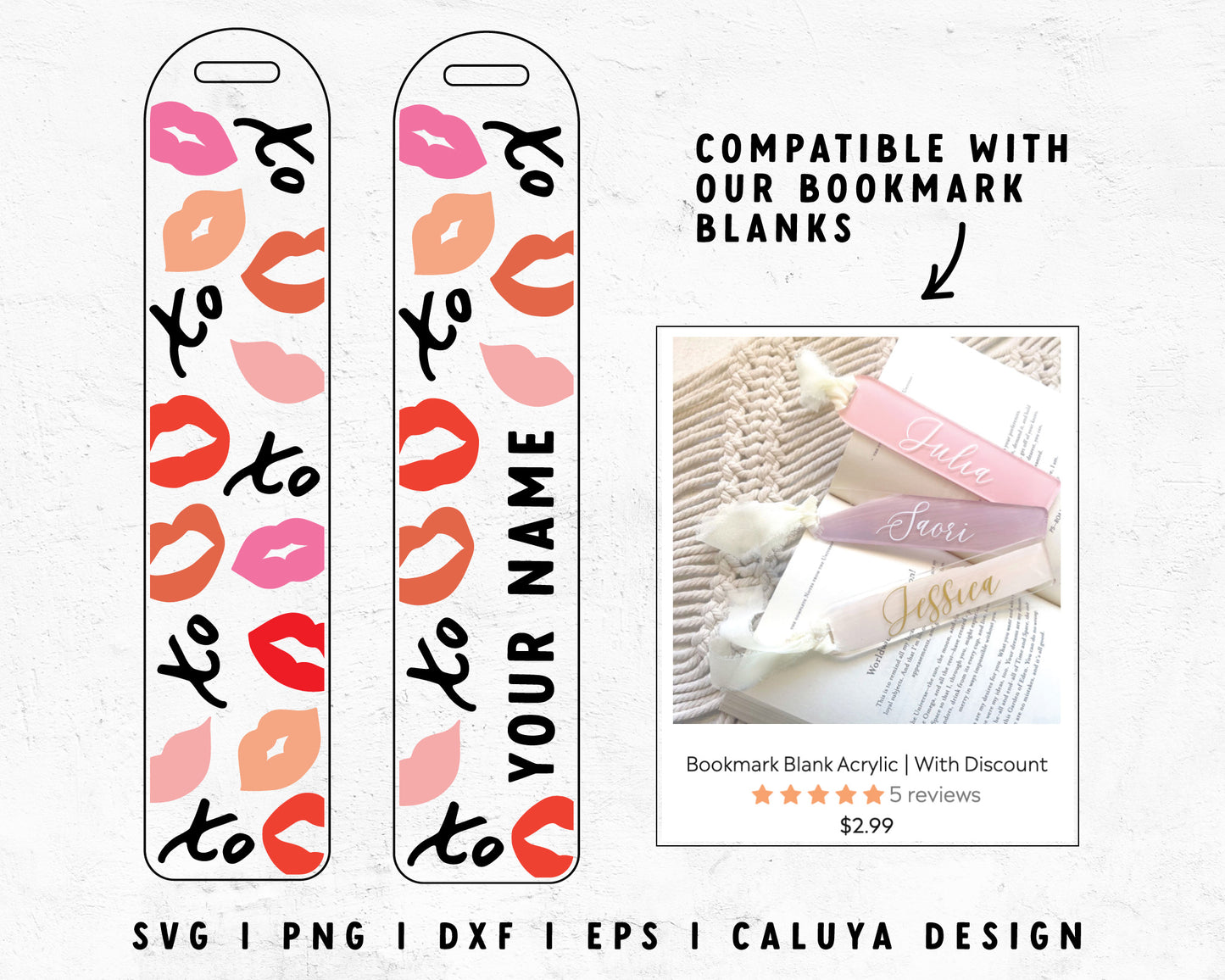 Bookmark Template SVG | xo Lips SVG