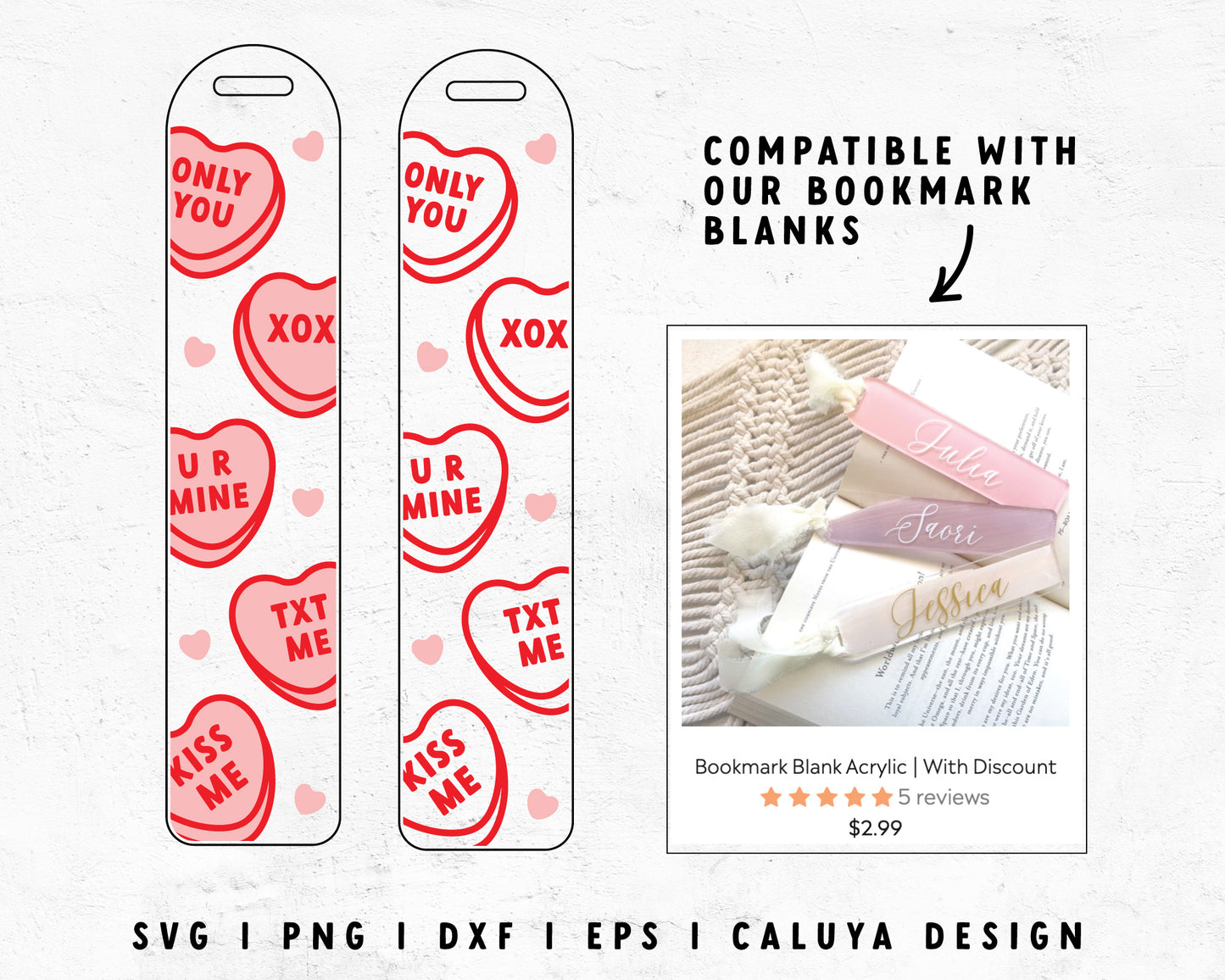 Valentine Bookmark SVG | Heart Candy SVG
