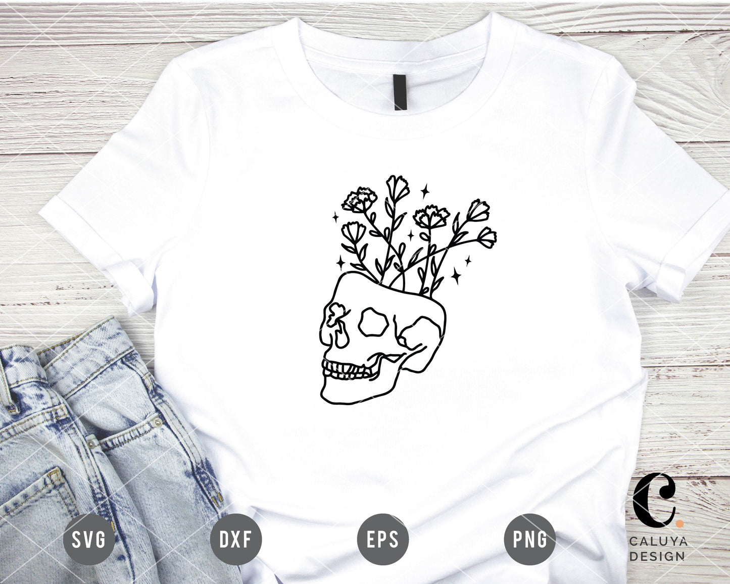 Skull Flower Head SVG