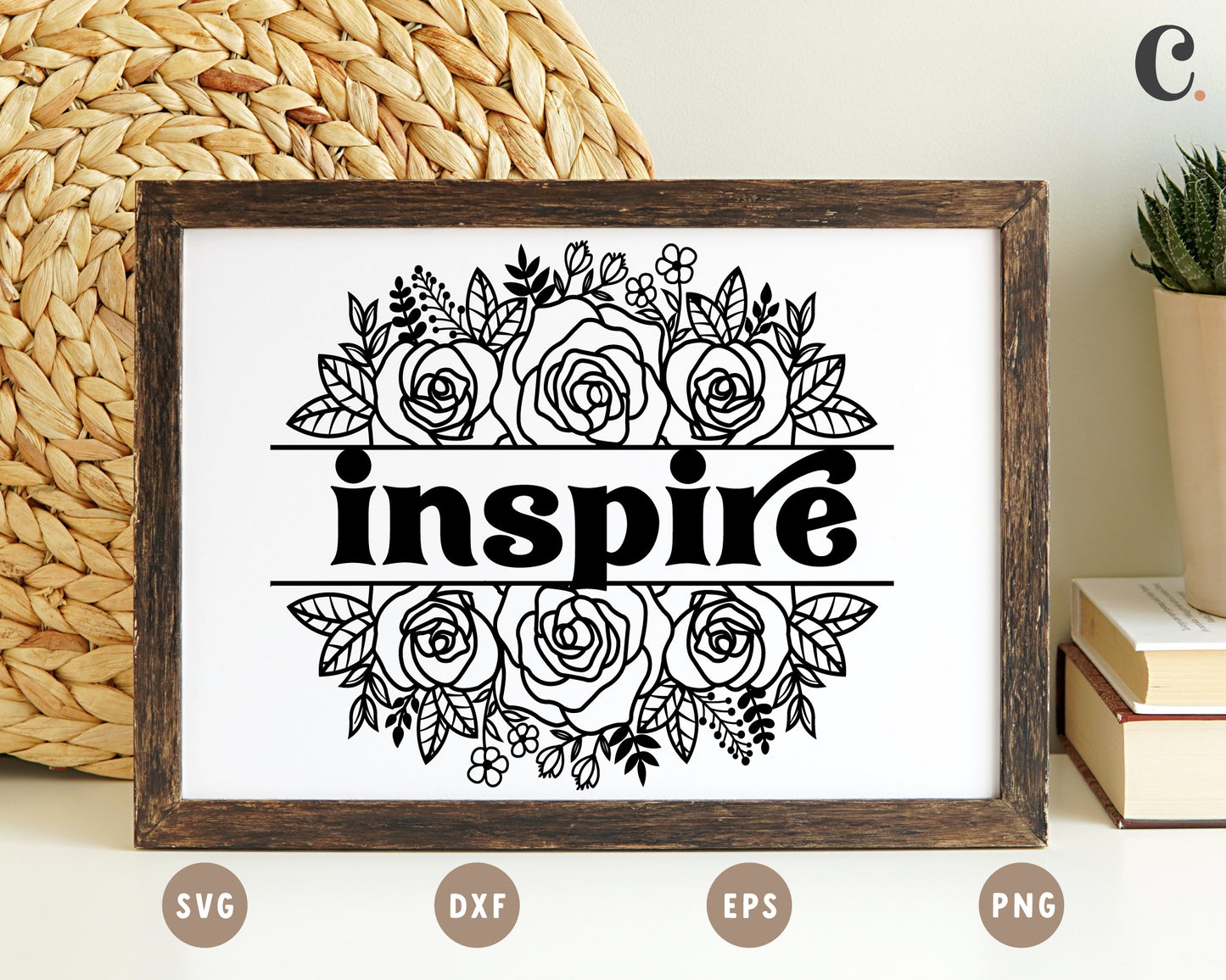 Floral Frame & Monogram SVG Bundle