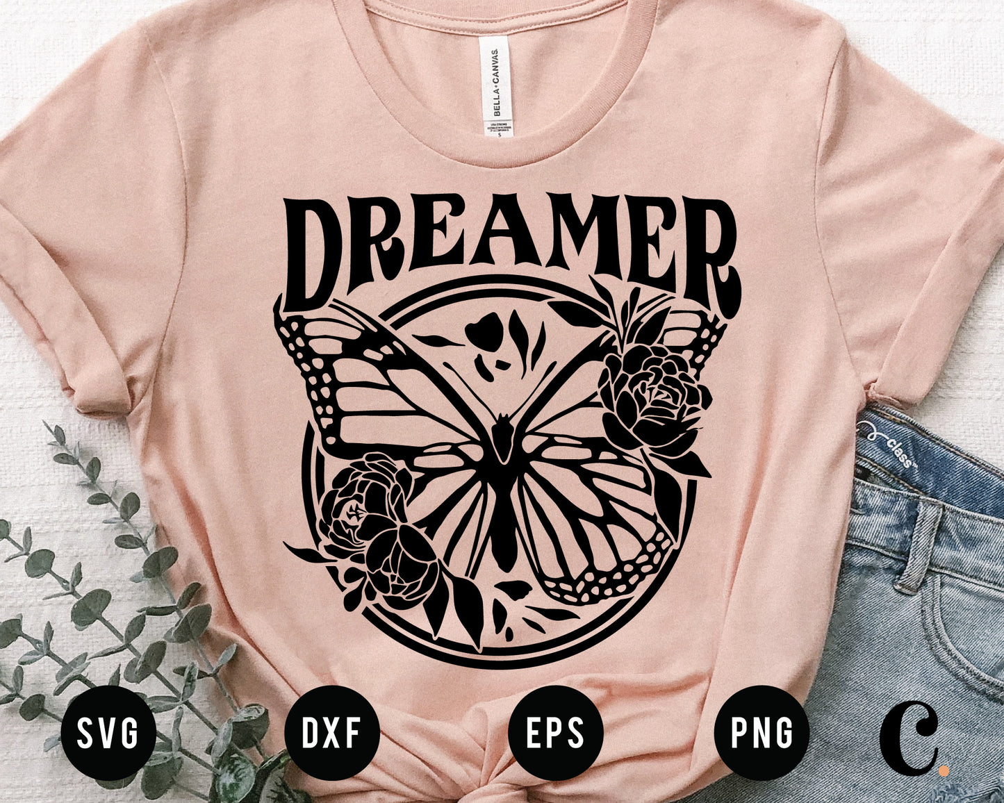 Dreamer Floral Butterfly SVG