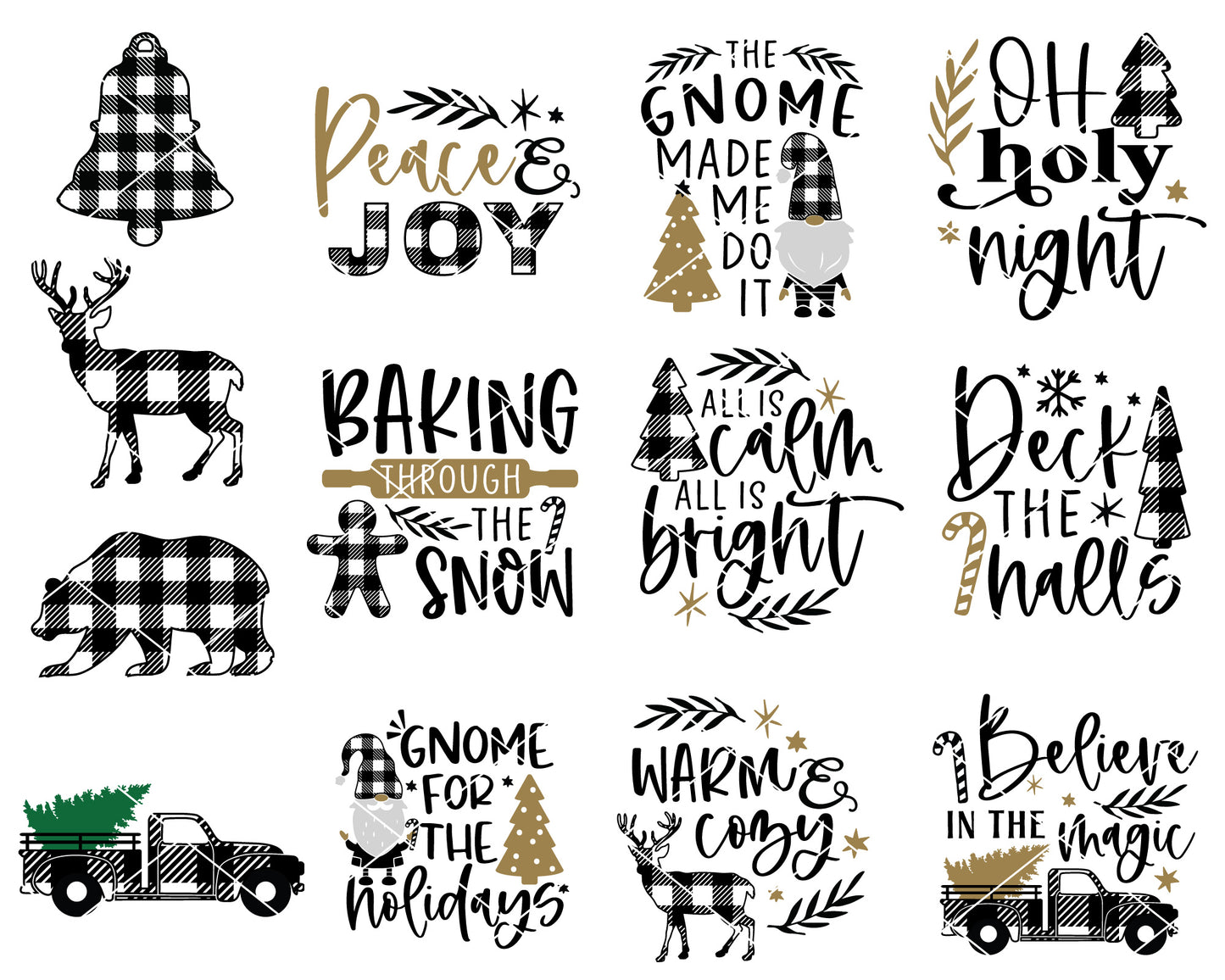 Christmas Plaid Themed SVG Bundle
