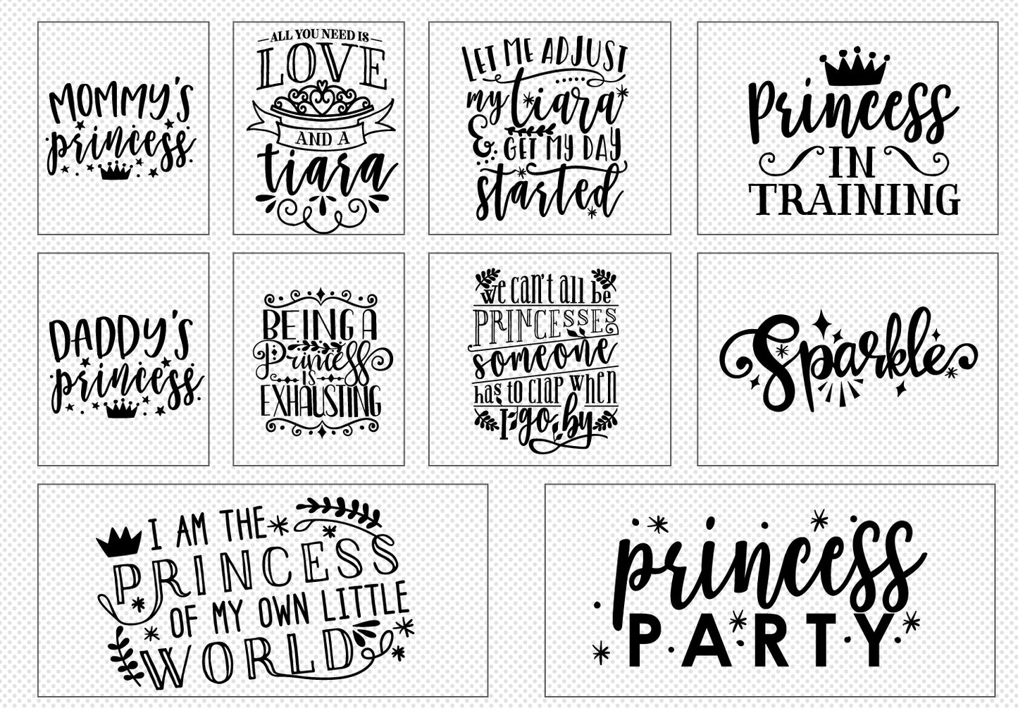 Sassy Princess Quote SVG Cut File | 20 Pack