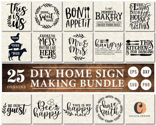 DIY Home Sign Making SVG Bundle | 25 Pack