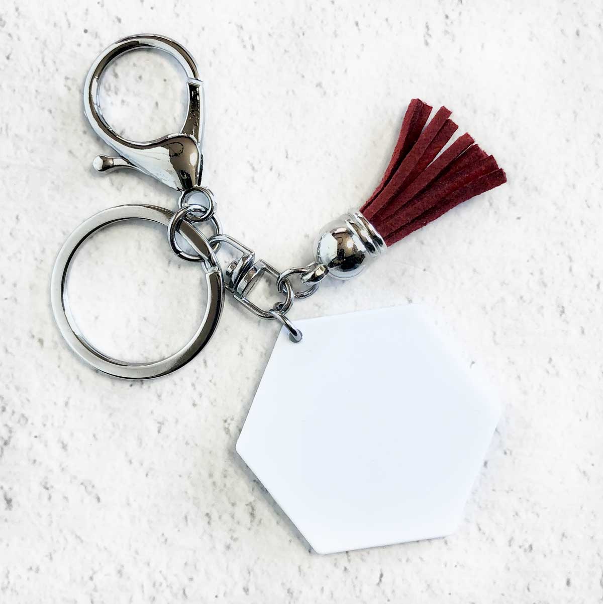 Hexagon Sublimation Keychain Silver