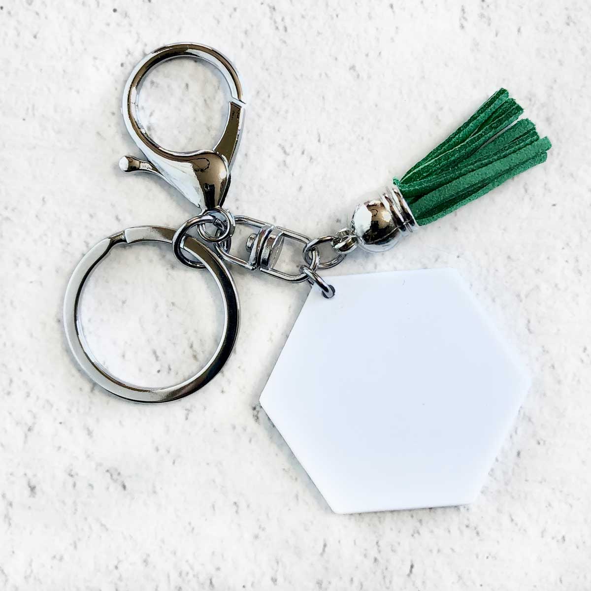 Hexagon Sublimation Keychain Silver